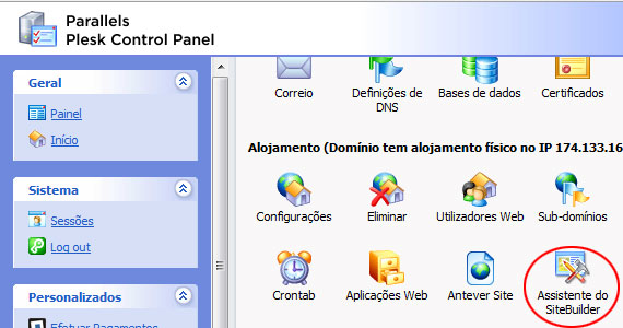 Ícone de Acesso ao Construtor de Sites