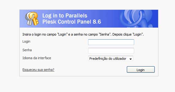 Login no Painel de Controle