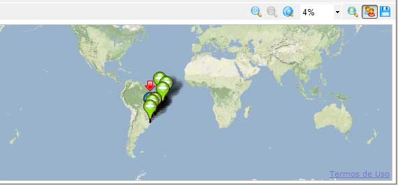 LiveZilla - Mapa de posicionamento dos visitantes