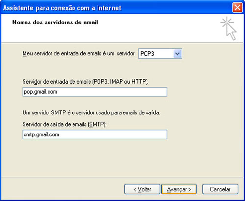 Gmail-Adicione conta no Outlook Express