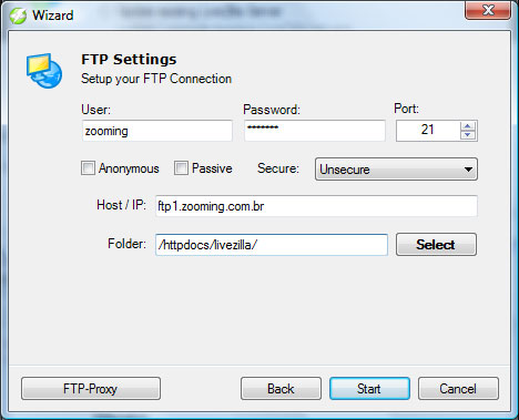 LiveZilla - Configuração de FTP para envio ao seu site