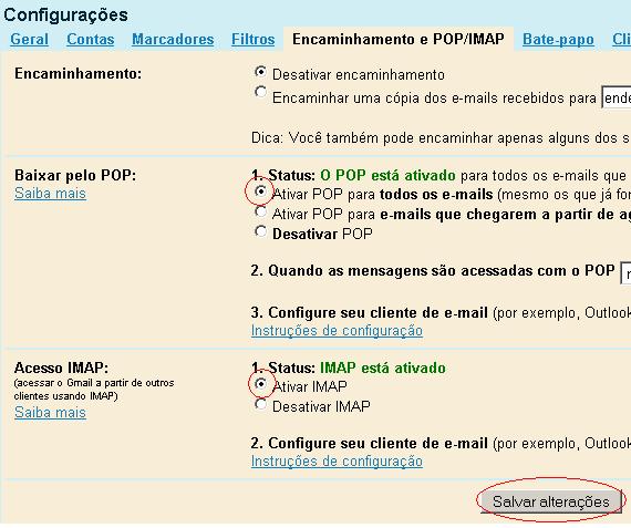 Gmail - Configurar acesso POP3 e IMAP