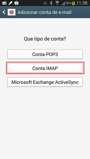 Criar conta IMAP no Android