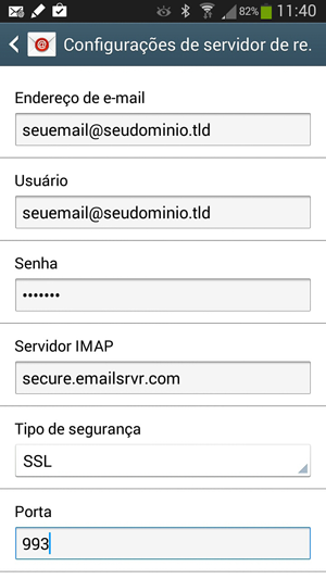 Servidor de Recebimento de Email via IMAP no Android