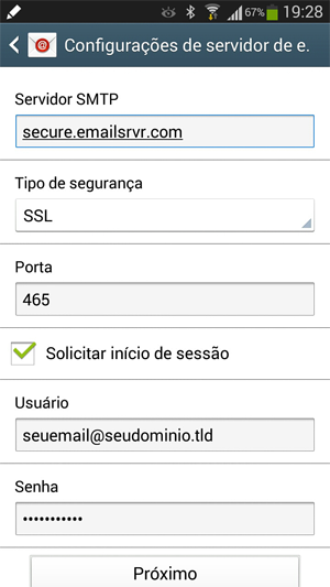 Configuração de Envio de Email via SMTP no Android