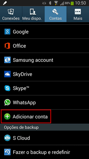 Adicionar conta de Email no Android