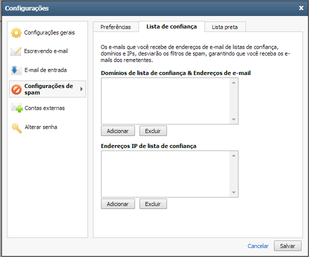 White List do Antispam do Email Premium