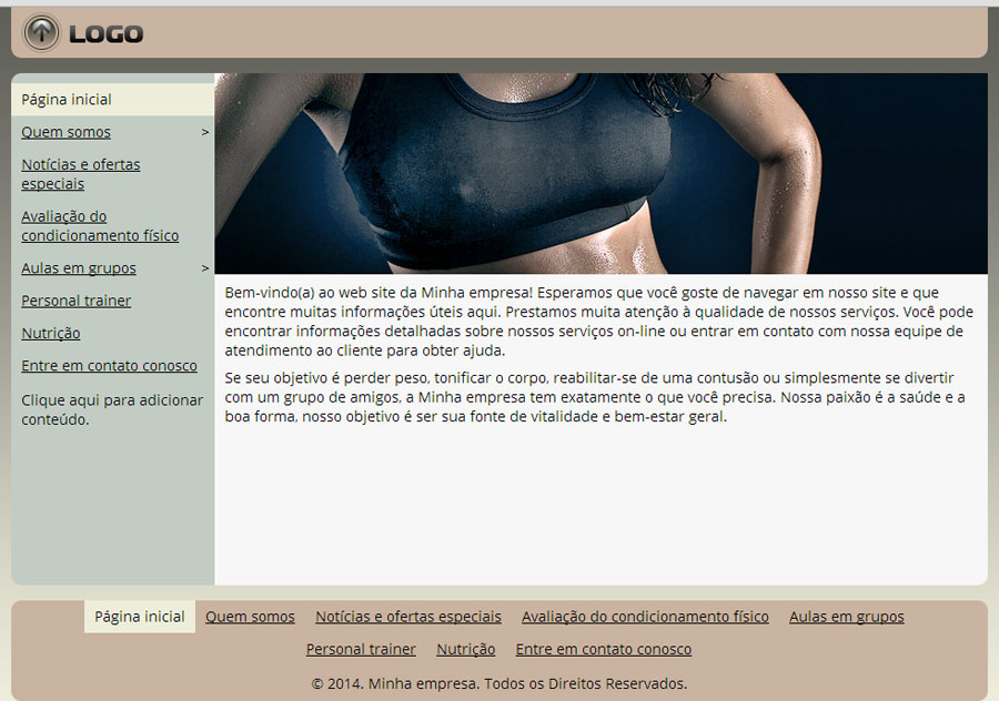 Modelo de site para Academia de ginástica
