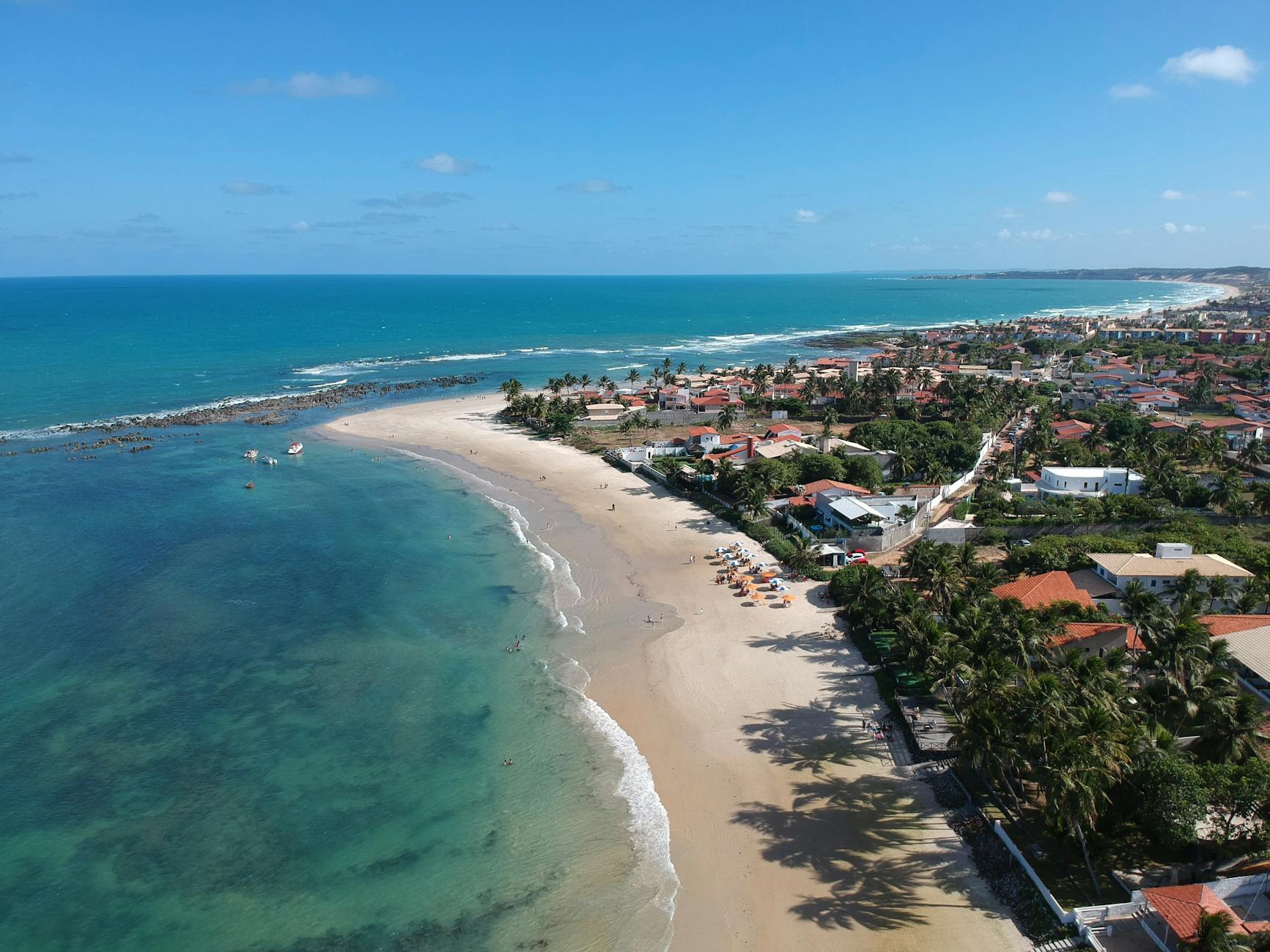 scenic aerial view of ponta negra beach brazil