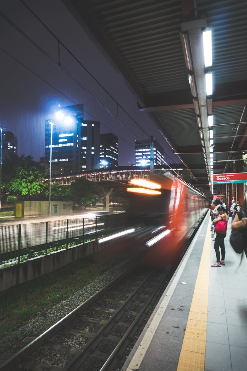 timelapse photography of bullet train